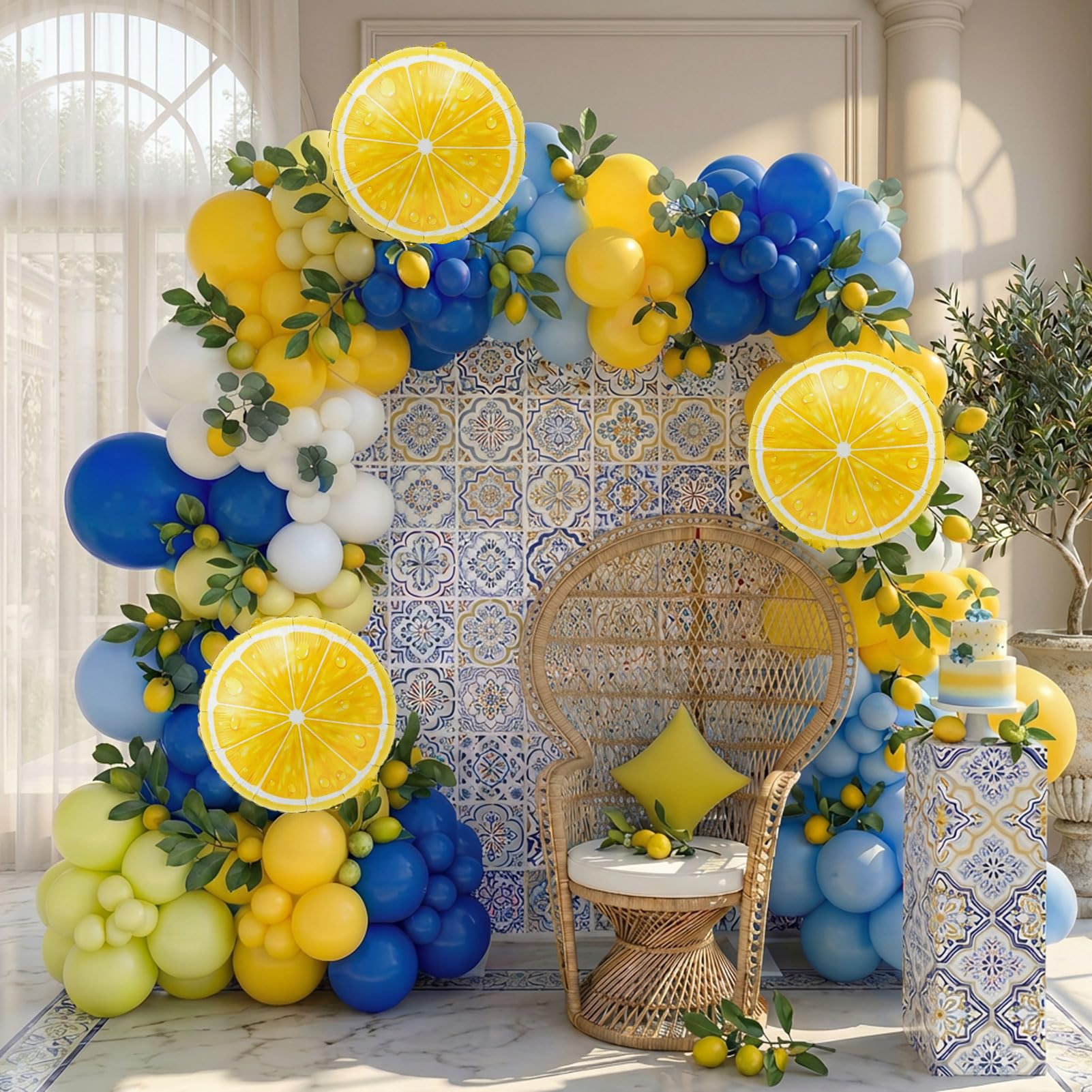 Amazon.com: Lemon Royal Blue Yellow Balloon Garland Arch Kit with